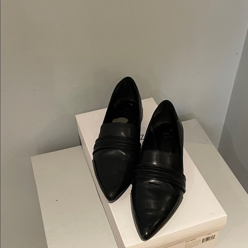 Halston Black Leather Loafers - Size 6.5
